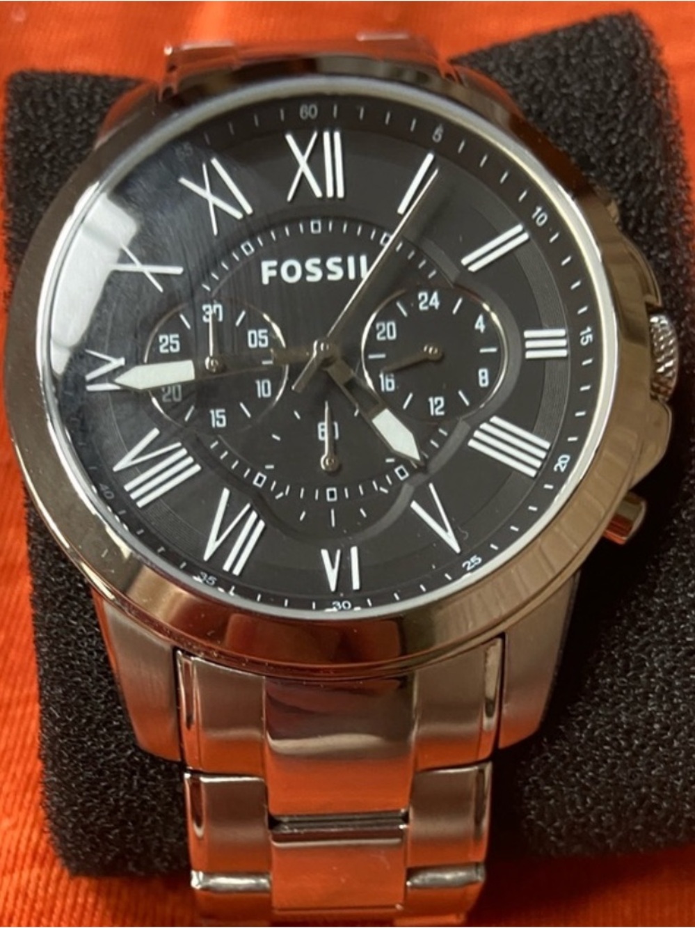 Fossil Silver Bracelet Watch with Black Dial in immaculate condition